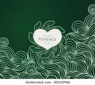 Vector design with abstract hand drawn waves pattern with decorative element. Template design for card. 