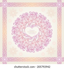 Vector design with abstract hand drawn waves pattern with decorative element. Template design for card or shawl.