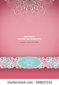 Vector design with abstract hand drawn waves pattern with decorative element. Template design for card. 