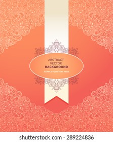 Vector design with abstract hand drawn waves pattern with decorative element. Template design for card. Vector cards design. Wedding invitation. Template frame design for card.