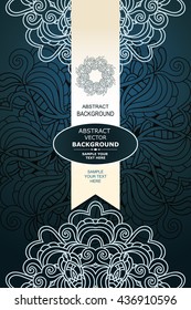 Vector design with abstract hand drawn waves and flowers pattern with decorative element. Template design for card. 