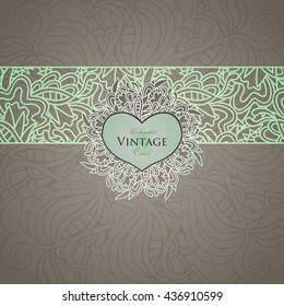 Vector design with abstract hand drawn waves and flowers pattern with decorative element. Template design for card. 