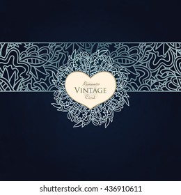 Vector design with abstract hand drawn waves and flowers pattern with decorative element. Template design for card. 
