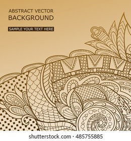 Vector design with abstract hand drawn tree with decorative element. Template design for greeting card. Abstract tree with handmade ornament for your design. 