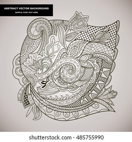 Vector design with abstract hand drawn tree with decorative element. Template design for greeting card. Abstract tree with handmade ornament for your design. 