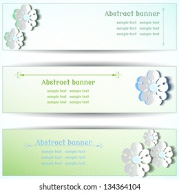 Vector design for abstract horizontal banner. Flowers cut from paper. Place for your text