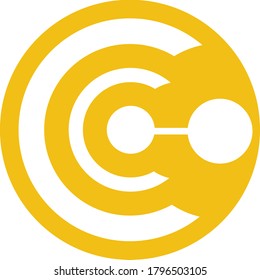 Vektordesign eines abstrakten Logos in Gelb mit einem Circle Theme