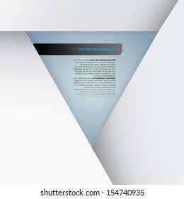 Vector design. Abstract minimal upside down turned triangle framed  text field  with paper border and shadows as a text box for web, brochure, print or for universal use