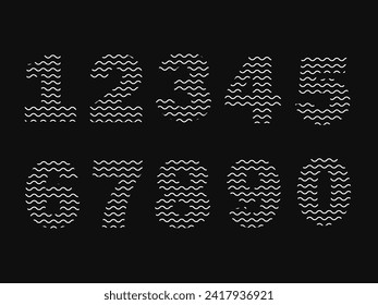 A vector design of abstract numbers with white colors, suitable for use in clocks, minutes, dates, as well as business needs, and others.