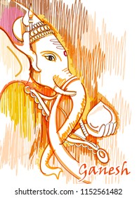 Vector design of Abstract painting of Indian Lord Ganpati for Ganesh Chaturthi festival of India