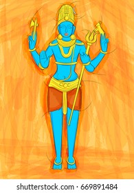 Vector design of Abstract Statue painting of Indian Lord Shiva sculpture