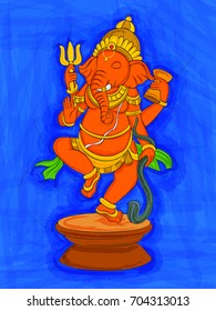Vector design of Abstract Statue painting of Indian Lord Ganesha sculpture 