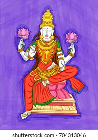 Vector design of Abstract Statue painting of Indian Goddess Lakshmi sculpture 