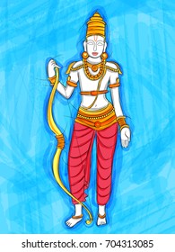 Vector design of Abstract Statue painting of Indian Lord Rama sculpture 