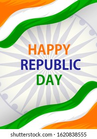 Vector design of abstract tricolor Indian flag background for 26 January Happy Republic Day of India