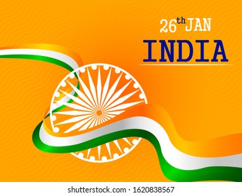 Vector design of abstract tricolor Indian flag background for 26 January Happy Republic Day of India