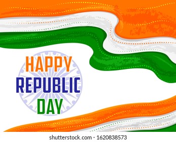 Vector design of abstract tricolor Indian flag background for 26 January Happy Republic Day of India