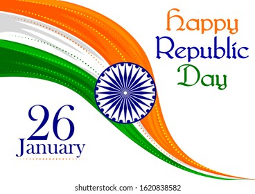Diseño vectorial de fondo abstracto de bandera india tricolor para el 26 de enero Feliz Día de la República de India
