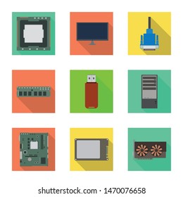 Vector design of accessories and device icon. Set of accessories and electronics stock symbol for web.