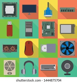 Vector design of accessories and device symbol. Collection of accessories and electronics stock symbol for web.