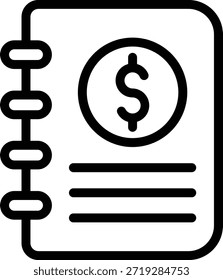 Symbolstil für das Buchhaltungsbuch im Vektordesign