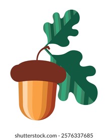 Vector design of acorn and oak leaves. Autumn and leaf fall concept. Autumn season design element. EPS10