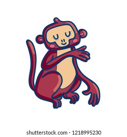 Vector design of adorable carton monkey sitting isolated on white background