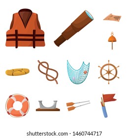 Vector design of adventure and sea sign. Set of adventure and travel stock symbol for web.