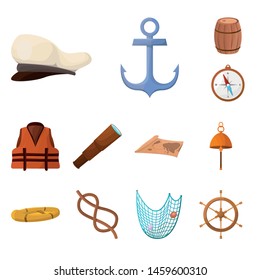 Vector design of adventure and sea symbol. Set of adventure and travel vector icon for stock.