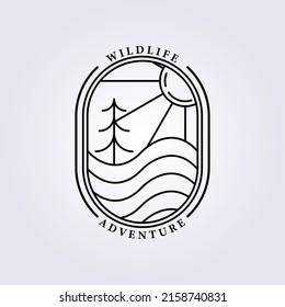 A Vector Design Of An Adventure Wild Life Icon Logo On A Gray Background, Line Art Concept