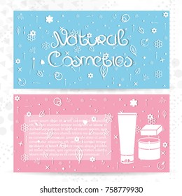 vector design of advertising postcards of the store of natural cosmetics mockup