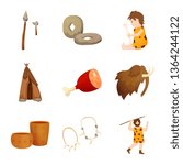 Vector design of age and stone symbol. Set of age and primitive stock vector illustration.