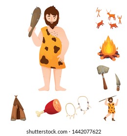 Vector design of age and stone symbol. Set of age and primitive vector icon for stock.