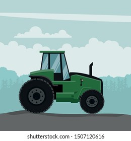 Vector design of agricultural tractor. Heavy agricultural machinery for agricultural work