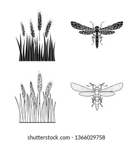 Vector design of agriculture and farming logo. Collection of agriculture and plant  vector icon for stock.