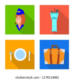 Vector design of airport and airplane icon. Collection of airport and plane stock vector illustration.