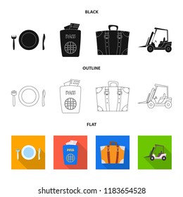 Vector design of airport and airplane icon. Collection of airport and plane stock symbol for web.