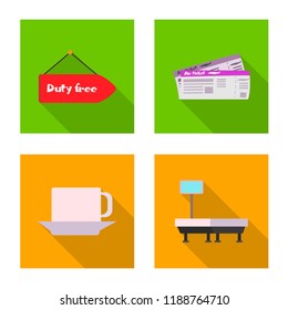 Vector design of airport and airplane icon. Collection of airport and plane stock symbol for web.