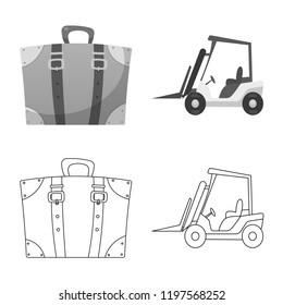 Vector design of airport and airplane icon. Collection of airport and plane stock symbol for web.