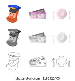 Vector design of airport and airplane icon. Collection of airport and plane vector icon for stock.