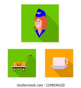 Vector design of airport and airplane icon. Collection of airport and plane stock symbol for web.