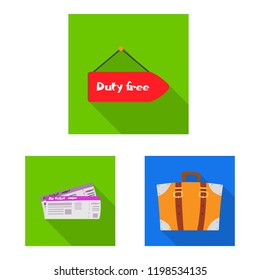 Vector design of airport and airplane icon. Collection of airport and plane vector icon for stock.