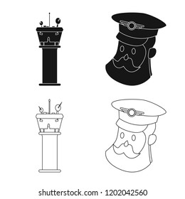 Vector design of airport and airplane icon. Collection of airport and plane stock symbol for web.