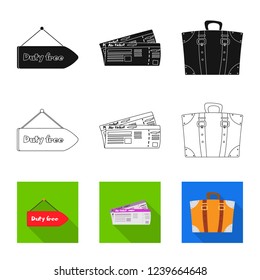 Vector design of airport and airplane icon. Collection of airport and plane vector icon for stock.