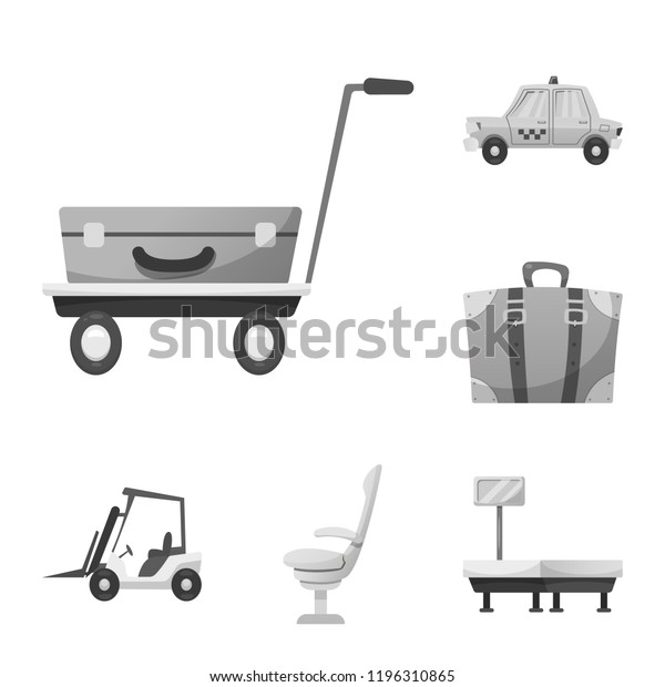 Vector design of airport and\
airplane icon. Collection of airport and plane stock symbol for\
web.