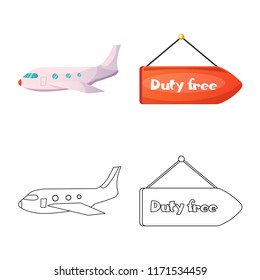 Vector design of airport and airplane logo. Collection of airport and plane stock symbol for web.