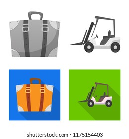 Vector design of airport and airplane logo. Set of airport and plane stock vector illustration.