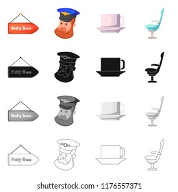 Vector design of airport and airplane logo. Collection of airport and plane stock vector illustration.