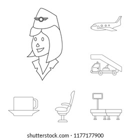 Vector design of airport and airplane logo. Set of airport and plane stock vector illustration.