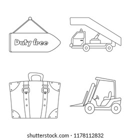 Vector design of airport and airplane logo. Collection of airport and plane stock symbol for web.